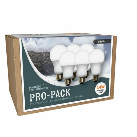 MIRACLE LED LED Harsh Environment Pro-Pack 14W Replaces 120W, Shatter Resistant All Weather Lightbulb, 6PK 801685